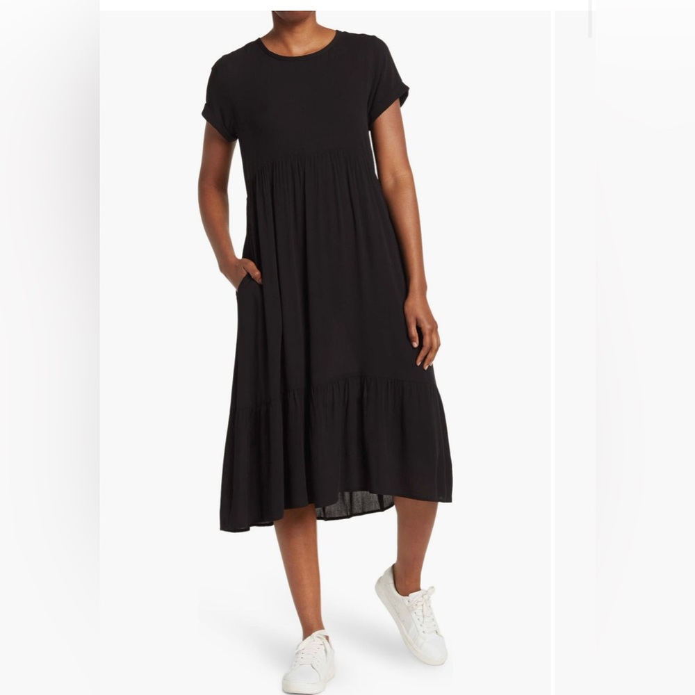 Black midi dress with pockets